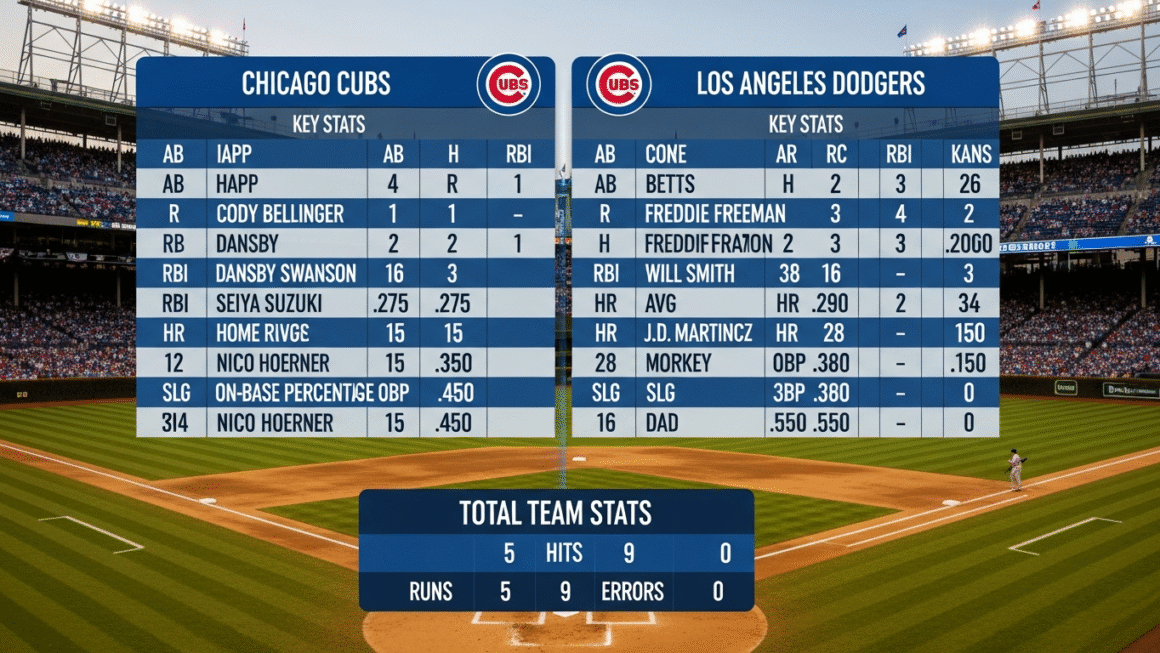 Chicago Cubs vs Dodgers Match Player Stats – Complete Match Analysis