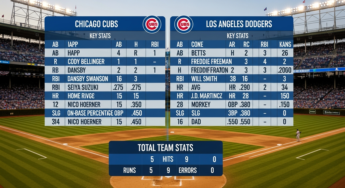 Chicago Cubs vs Dodgers Match Player Stats